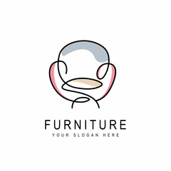 furniture seat logo in the concept of one line, continuous line. comfortable lounge chair. interiors furniture logo vector illustration