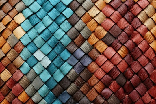 An abstract background image presents a closeup view of the colorful and intricately woven fabric, highlighting its vibrant and tactile details. Photorealistic illustration