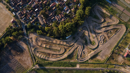 Afternoon aerial view, Sultan Agung motocross circuit, Bantul Indonesia. Irwan Ardisansyah circuit.