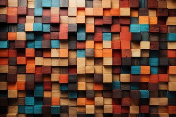 An abstract background image showcases a pile of timbers with colorfully stained end grain, creating a vibrant and textured composition. Photorealistic illustration