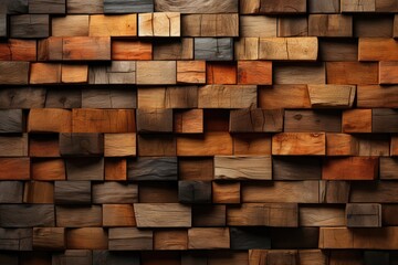 An abstract background image displays a weathered and stacked mix of wood blocks, some treated and some untreated, creating a textured composition. Photorealistic illustration