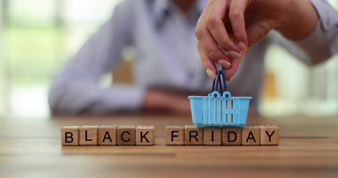 Shopping cart with black friday text. World black friday sale