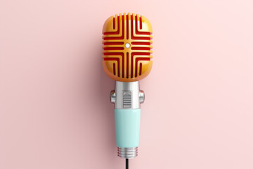3d microphone on white background. 