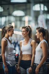 Three Women Fitness Models Posing for a Photo Shoot. Fictional characters created by Generated AI.