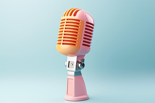 3d microphone on white background. 