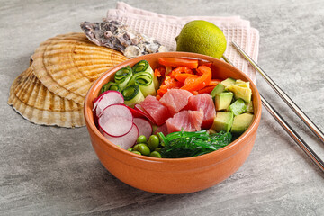 Hawaiian cuisine - poke with tuna and rice