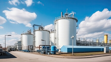 Obraz premium Oil refinery, petrochemical plant, petrochemical industry. Industrial background