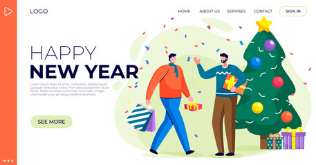 Happy new year. Vector illustration. The New Years poster adds festive touch to any celebration The background New Year sets stage for vibrant and cheerful atmosphere The happy New Year concept