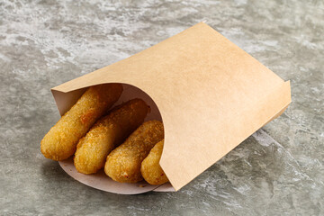 Breaded cheese sticks snack appetizer