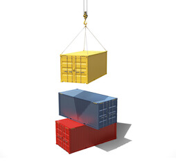 Loading of sea containers. 3d illustration. Isolated on a white background.