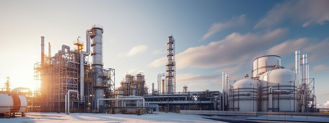 Oil refinery, petrochemical plant, petrochemical industry. Industrial background