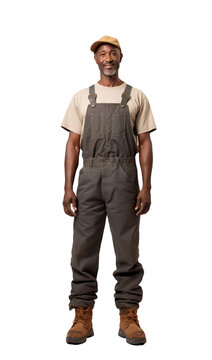 Old smiling farmer, an african american man isolated on transparent white background