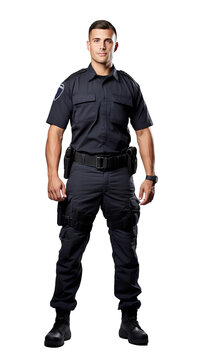Policeman, a police officer young man isolated on transparent white background