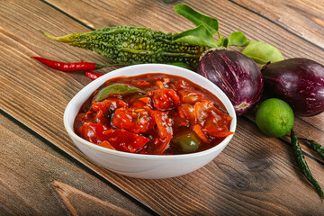Asian cuisine - prawn in hot garlic sauce