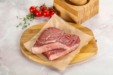 Uncooked raw beef steak for grill