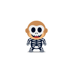 Cute monkey skull halloween
