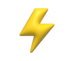 3d flash power thunder minimal icon. 3d illustration