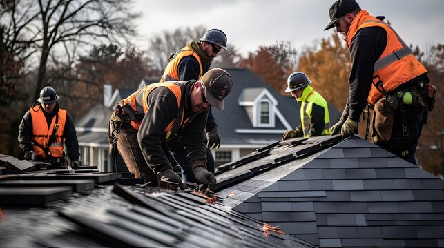 Roofing craftsmanship, weather-resistant application, dedicated roofing team, structural reinforcement, professional roofing. Generated by AI.