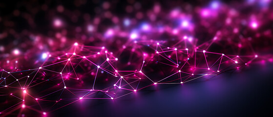 3D High-Tech Panoramic Background with Luminous Magenta