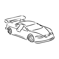 Hand drawn sketch car vector. car model sports, vector sketch. Pencil design.
