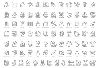 Construction 85 Black and White Icons Set