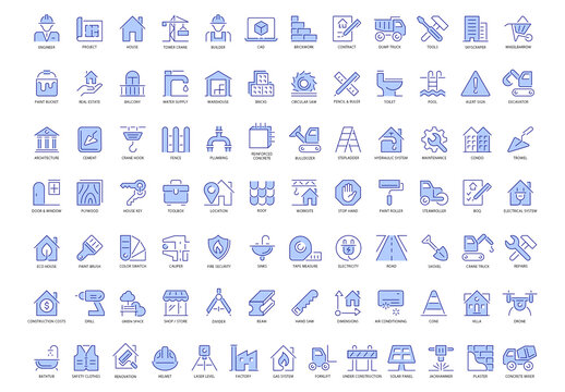 Construction 85 Blue Icons Set