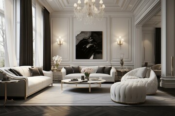 Elegant and chic living space with a sophisticated décor. Generative AI