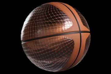 3D rendered basketball ball on transparent background. Generative AI