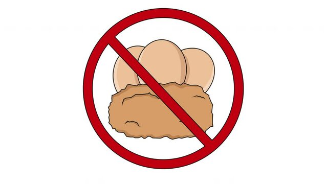 animated video of the prohibited icon and the egg icon