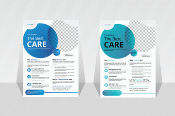 Creative medical healthcare a4 flyer design template.
