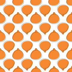 Happy halloween pattern for kids cards, posters, fabric, textile, wrapping. Cute hand drawn orange pumpkins with line. Vector