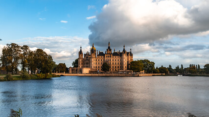 Schwerin, Mecklenburg-Vorpommern, Germany - Schwerin Castle  during the sunset, magic view