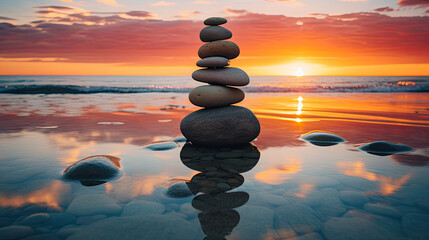 stacked stones on the beach