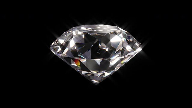 Sparkling diamond rotating on black background. Seamless animation