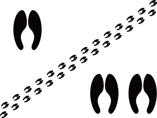 キリンのような動物の足跡のイラストセット