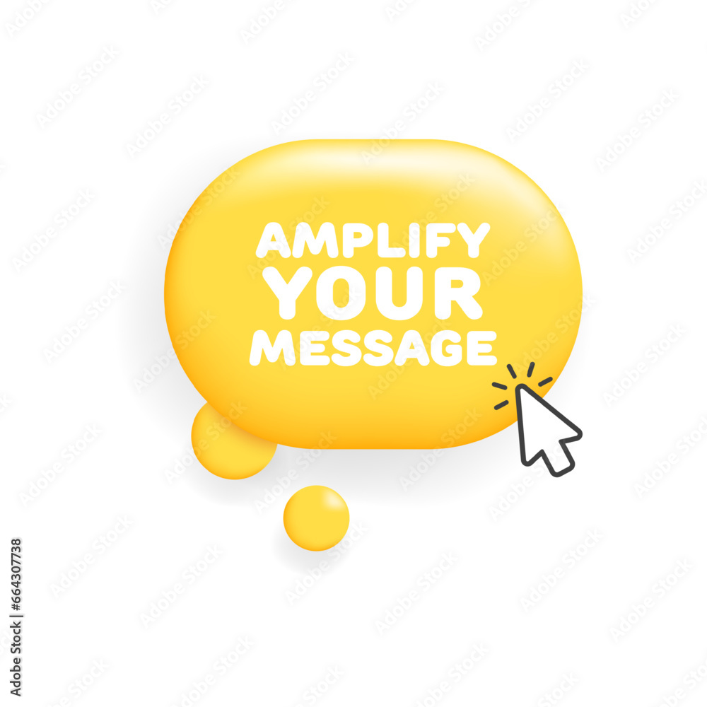 Poster amplify your message button. flat, yellow, cursor on the button, amplify your message button. vector