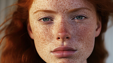 Сlose up of a woman with freckles