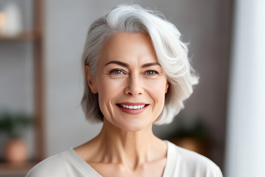 Portrait of Beautiful Mid Aged Smiling Woman