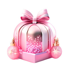 Pink gift box . 3d gift box. Gift box  for special days. Festival gift surprise. Decorate for festivals, postcards.