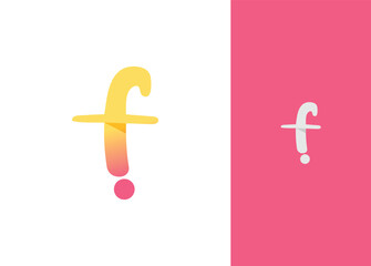 Fototapeta premium logo letter f yellow pink