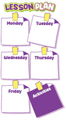 Weekly Lesson Plan Template for Monday to Friday
