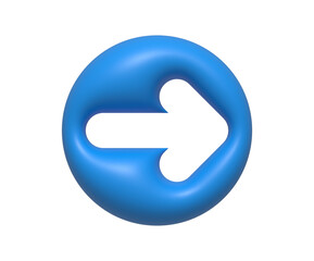 3d right arrow direction next minimal heart icon. 3d illustration