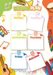 Printable Weekly Lesson Plan with Music Instruments Theme