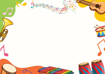Printable Music Instruments Theme Border Template