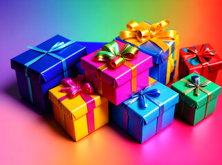 Obraz premium Gifts on painted background 3D Pantone .