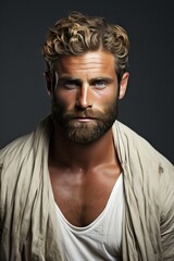 Fototapeta premium Un bel homme stoïque ancien, représentant le stoïcisme. IA générative, IA