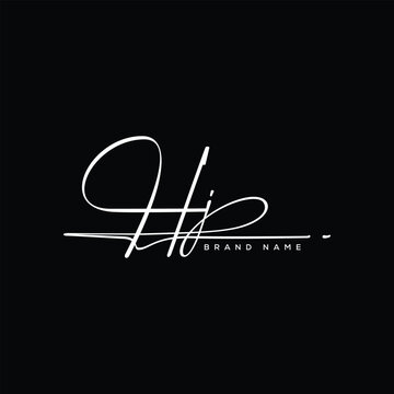 HJ letter beauty handwriting vector logo. 