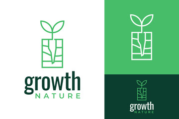 Sprout Seed Plant Tree Leaf Leaves Growth in Soil Dirt Compost Humus Layer Logo Design Branding Template - obrazy, fototapety, plakaty