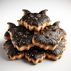Bat Shaped Cookies  Cartoon 3D , Cartoon 3D, Isolated On White Background, Hd Illustration