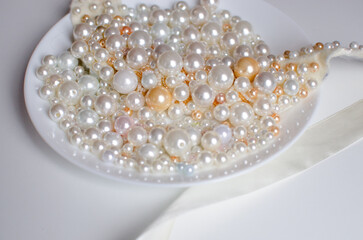 Elegant collection of lustrous pearl white beads, perfect for jewelry and craft projects